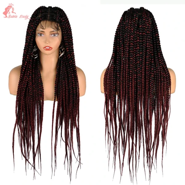 Synthetic Full Lace Wigs Jumbo Box Braids Wig Lace Front Wig Knotless Braids Wig Black Women Long 36“ Cornrows Box Braided Wigs - Image 23
