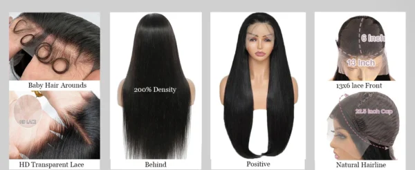 38 40 Inch 360Full Lace Human Hair Wigs Straight 13x4 13x6 HD Transparent Lace Frontal Human Hair Wigs Gift 1Bundles Human Hair - Image 10