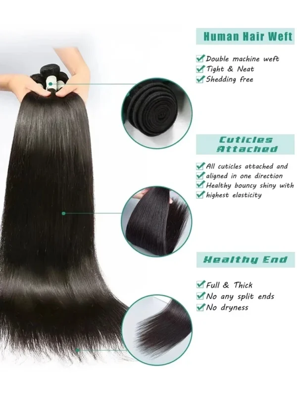 Rosabeauty Hair Straight 28 30 32 40 Inch Lace Closure 100% Natural Human Hair Bundles Deal Brazilian Remy Hair For Women - Image 4