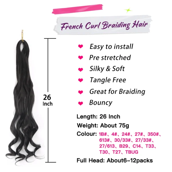 French Curly Crochet Braiding Hair Synthetic Loose Wave Ombre Braids Hair for Women  Spiral Curls Pre Stretched Hair Extensions - Image 21