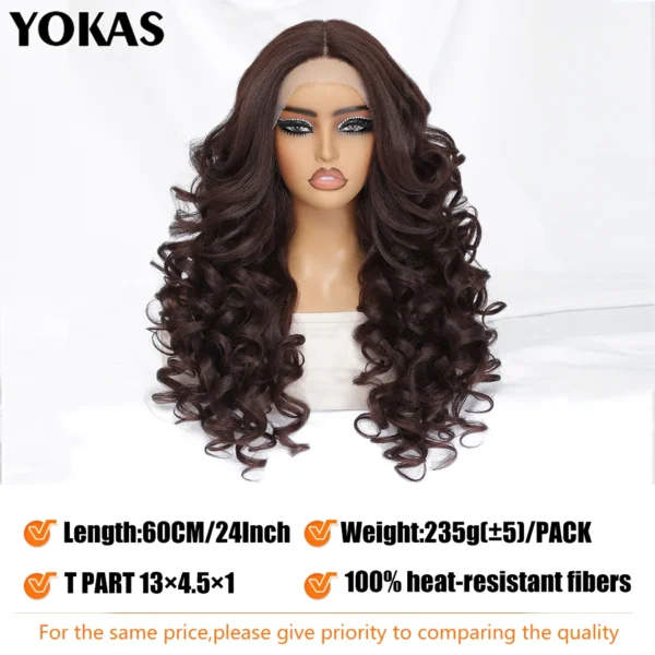 24 Inch Synthetic Lace Front Wigs For Black Women Curly Afro Lace Wigs for Afro Women Chocolate Brown Lace Front Wigs For Woman - Image 4
