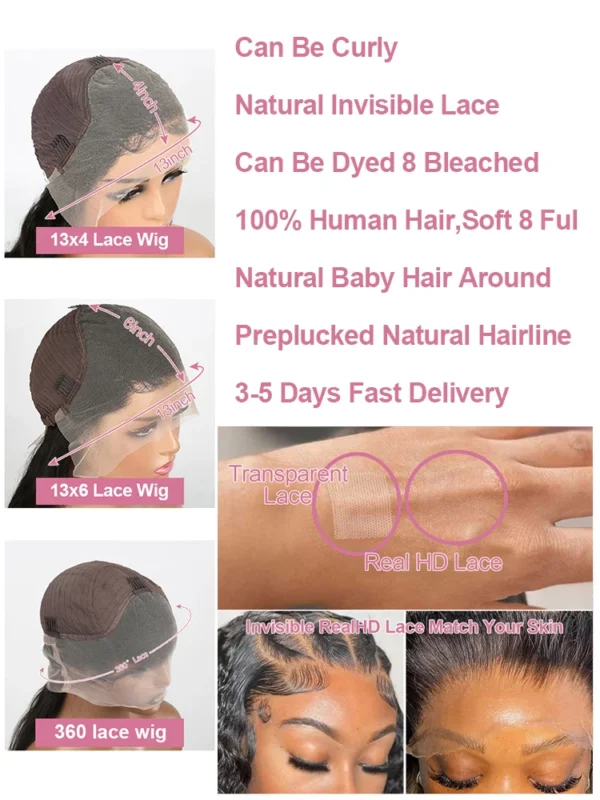 300% High Density 40 46 Inch Bone Straight 13x6 HD Lace Front Wigs Human Hair Brazilian 13x4 360 Full Lace Frontal Wig Pre Pluck - Image 6