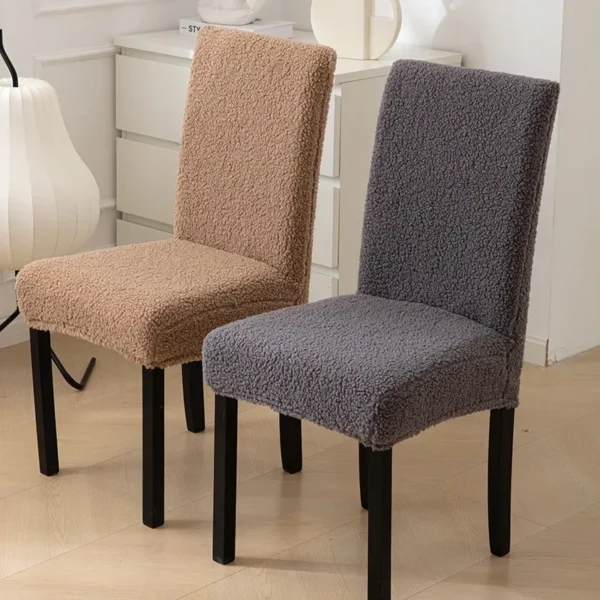 1PCS New Autumn and Winter Lambs Plush Chair Cover Solid Color  Thicken Universal Dining Chair Cover Householder Seatcover - Image 2