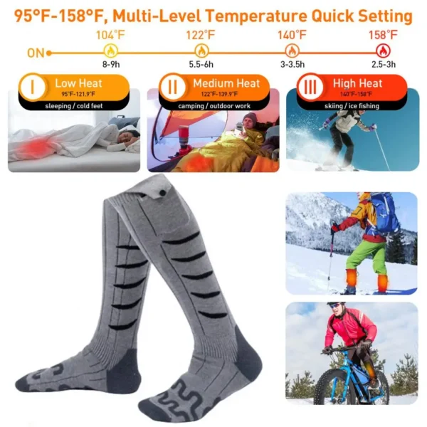 Heated Socks Thermal Winter Warm Skiing Heating Arthritis Electric Socks App Control Rechargeable Outdoor Sport Foot Warmer - Image 21