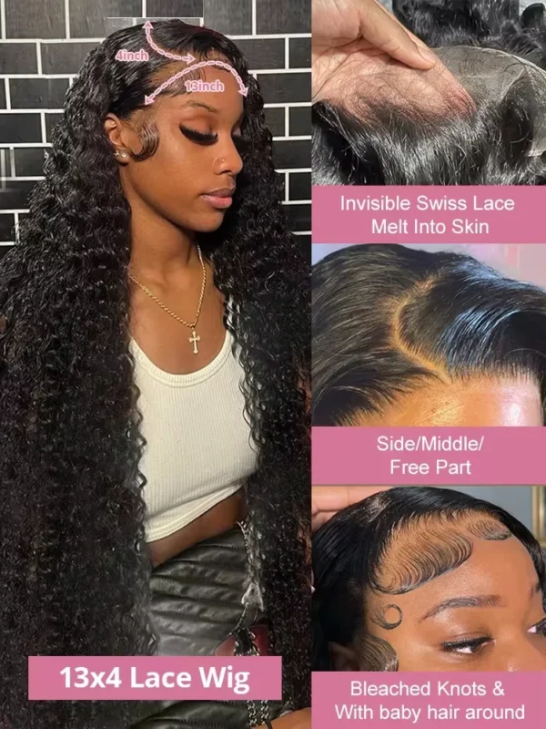 40 50 Inch Deep Wave 13x6 13x4 Lace Front Human Hair Wig 200% Remy Curl 360 Full Lace Frontal Wig Human Hair For Black Women - Image 2