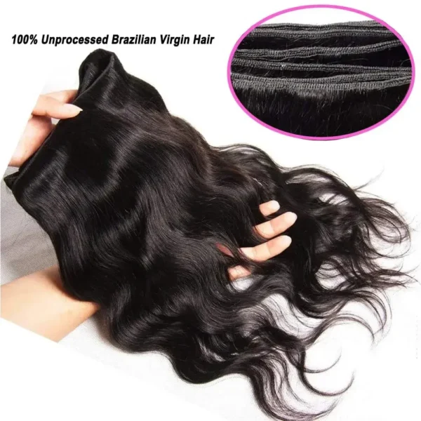Body Wave Bundles 100% Human Hair Extensions Brazilian Remy 30 Inch Water Wavy Raw Hair Bundles Virgin Double Weft Hair Weaving - Image 4