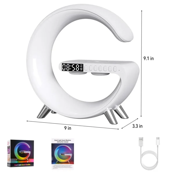 G Wireless Charger Stand Alarm Clock Bluetooth Speaker RGB Night Light Lamp Fast Charging Station Dock for iPhone Samsung Xiaomi - Image 12