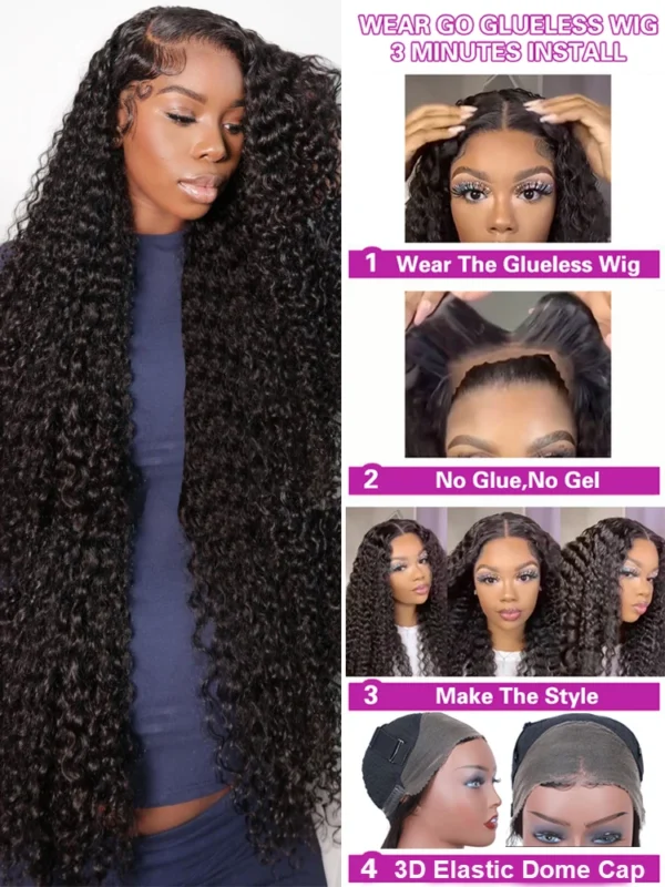 Wear Go 300% High Density Loose Deep Wave 40 50 Inch Full 13x6 13x4 HD Lace Frontal Human Hair Wig Glueless Preplucked Curly Wig - Image 2
