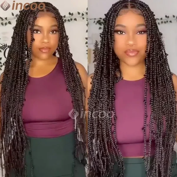 36 Inches Synthetic Lace Braided Wigs Butterfly Braids Lace Wig For Black Women Braid Wigs On Sale Clearance Box Braids Lace Wig - Image 17