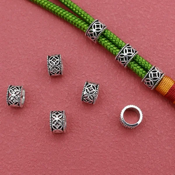 30pcs/Lot Classic Hollow Coin Pattern Big Hole Loose Beads 8x5mm Bracelets Wig/Beards Ornaments Bead Spacers DIY Jewelry Crafts - Image 2
