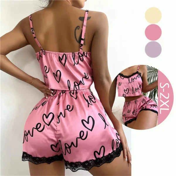 2 Pieces Set Women'S Pajama Shorts Suit Homewear Print Underwear Pijama Sexy Lingerie Camisoles Tanks Nighty Ladies Sleepwear - Image 4