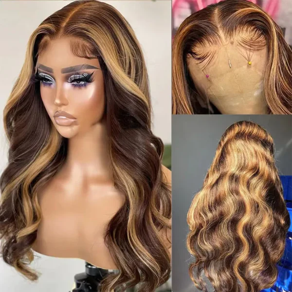 30 Inch Colored Highlight Human Hair Wigs Brazilian Body Wave Lace Front Wigs For Women 13x4 13x6 Hd Transparent Loose Wave Wig - Image 7