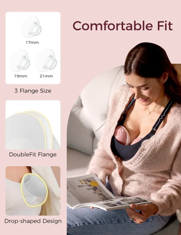 Momcozy M9 Breast Pump Hands Free Upgraded Mobile Flow, App Control with Personalized Multi-Modes & 15 Levels, 24mm - Image 4