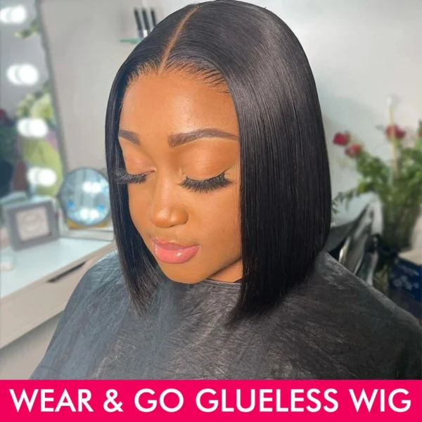 Wear And Go Bob Wigs For Women Human Hair 180% Straight Glueless Wig Ready To Go Human Hair Wigs Pre Cut Lace Air Wig Sale - Image 6
