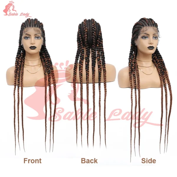 Synthetic Full Lace Front Wigs Braided Wigs For Black African Women 6 Braids With Baby Hair 36 Inches Cornrows Box Braided Wigs - Image 13