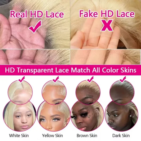 Blonde Body Wave Lace Front Wig HD Transparent Lace 13x4 13x6 Human Hair Wig 613 Pre Plucked Full Frontal Wigs For Black Women - Image 5