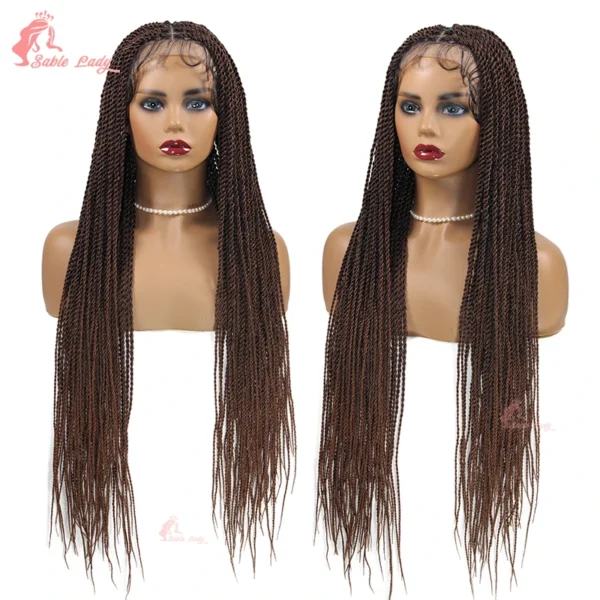 Long 36“ Synthetic Full Lace Wigs Twist Box Braided Wigs Lace Front Wig Knotless Braids Wig Black Women Cornrow Box Braided Wigs - Image 8