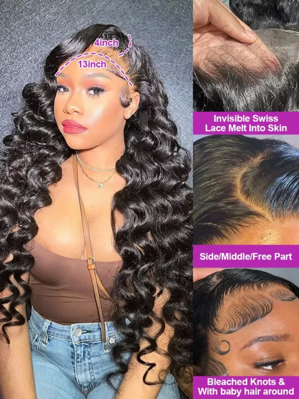 40 Inch Loose Deep Wave 13x4 13x6 HD Transparent Human Hair Wig 250 Density Brazilian Water Curly Nature Wave Lace Frontal Wigs - Image 7