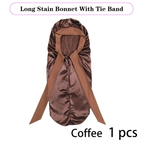 Soft Silky Long Satin Bonnet For Natural Hair And Curly Hair Extra Large Size Hair Cap With Tie For Comfortable Night Sleep 1Pcs - Image 7