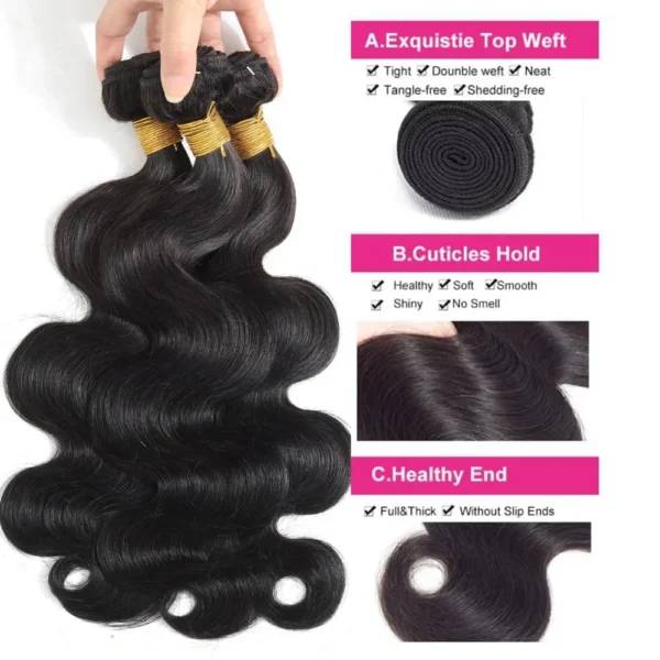 Mossily 3 4 5 Bundles 40 Inches 100% Raw Human Hair Body Wave Brazilian Remy Human Hair Bundle Extension Double Drawn Weavy - Image 17