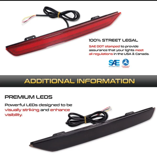 2pcs Red Rear Bumper Reflector Lights For Honda Odyssey Tail,Brake & Rear Fog Lamps,Sequential Turn Signal Light 2011-2017 - Image 13