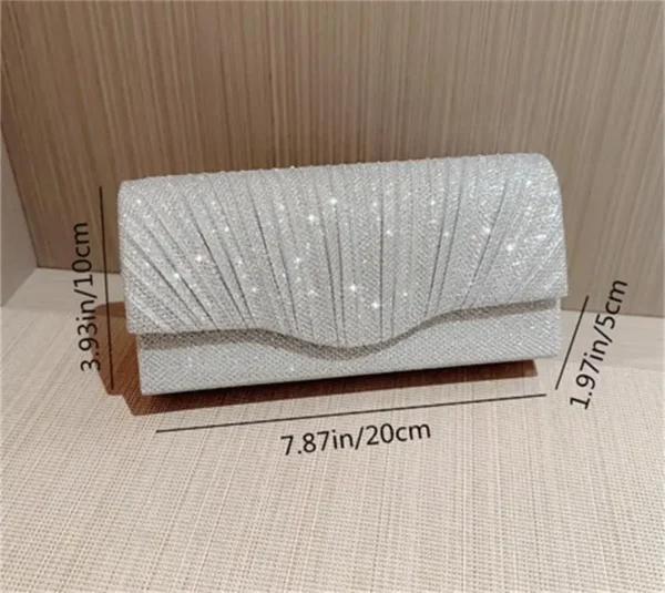 Ladies Glitter Silver Clutch Bag Envelope Evening Bag Fashion Elegant Long Purse Women Chain Shoulder Bags Wedding Party Handbag - Image 6