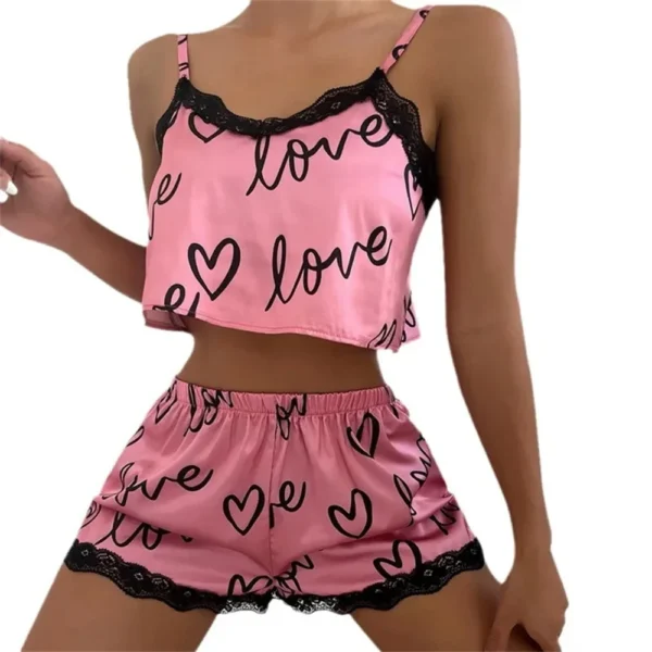 2 Pieces Set Women'S Pajama Shorts Suit Homewear Print Underwear Pijama Sexy Lingerie Camisoles Tanks Nighty Ladies Sleepwear - Image 8
