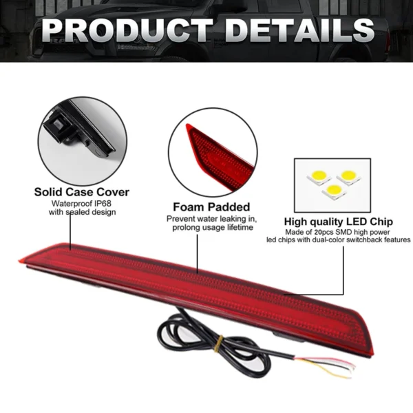 2pcs Red Rear Bumper Reflector Lights For Honda Odyssey Tail,Brake & Rear Fog Lamps,Sequential Turn Signal Light 2011-2017 - Image 11