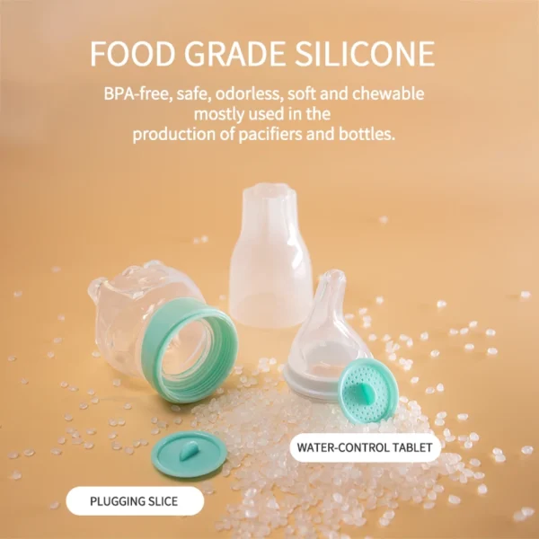 1 Pc Baby Medicine Feeder Bottle 70ml Bear Design Prevent Choking With 2 Pcs  Silicone Replacement Pacifier And Food Spoon Head - Image 5