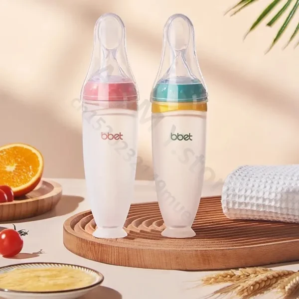 BBET Squeezing Feeding Bottle Silicone Newborn Baby Training Rice Spoon Infant Cerea Food Supplement Feeder Safe Tableware - Image 3