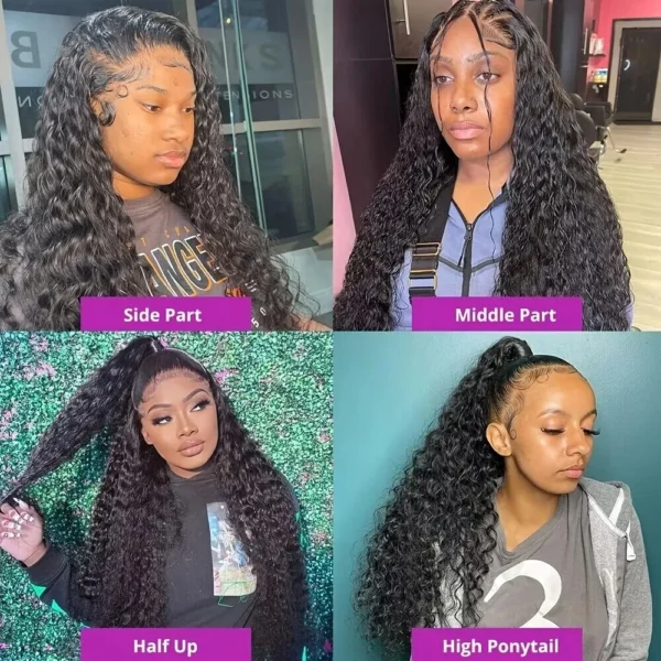 250 Density Water Wave Curly 13x6 Deep Wave HD Transparent Lace Frontal Human Hair Wigs 30 40 Inch 13x4 Lace Front Wig Brazilian - Image 5