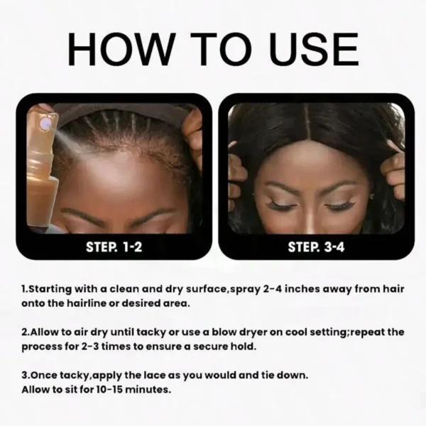 120ML Lace Melting and Holding Spray Glue-Less Hair Adhesive for Wigs, Strong Natural Finishing Hold with Control - Image 5
