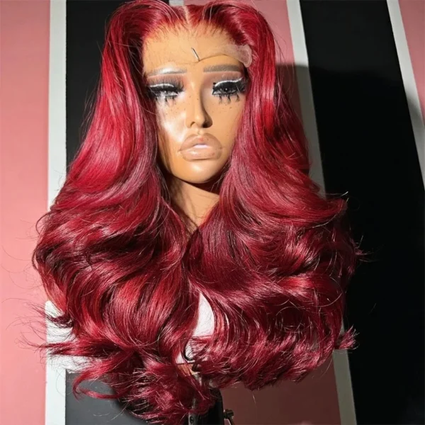 13x6 Hd Lace Front Human Hair Wig 99J Burgundy Preplucked Hd Transparent 13x4 Body Wave Human Hair Lace Frontal Wigs for Women - Image 5