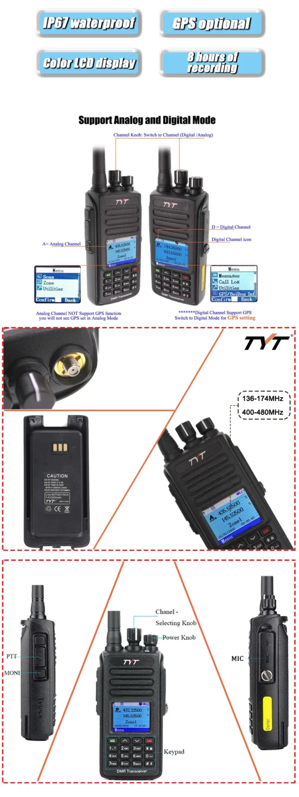 TYT NEW AES256 Encryption MD-UV380/390  Digital Walkie Talkie VHF UHF Dual Band Waterproof Radio GPS Ham Radio DMR Walkie Talkie - Image 17
