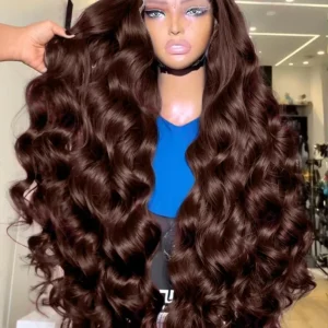 Mossily 250% HD 13x6 Chocolate Brown Body Wave Lace Frontal Wigs Human Hair Bleached Knots Pre Plucked Lace Front Human Hair Wig