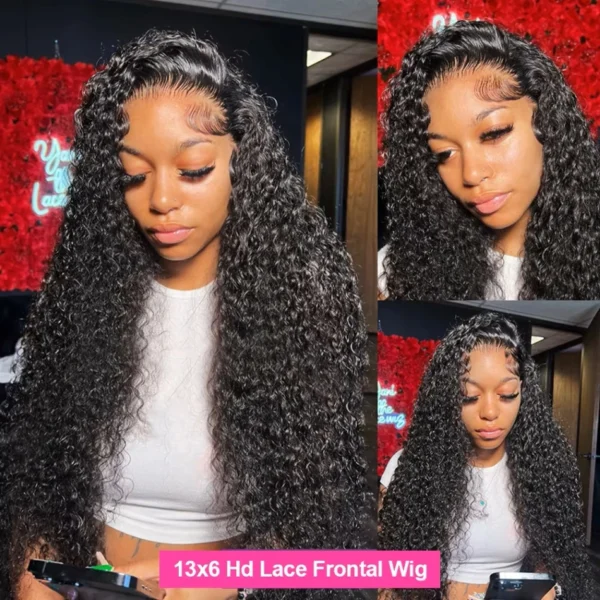 40 Inch Deep Wave 13x4 HD Transparent Lace Frontal 100% Human Hair Wigs 13x6 Lace Frontal Wigs 250 Density Curly Wigs For Women - Image 5