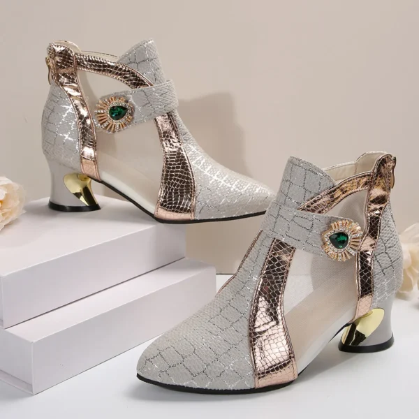 Spring and Summer New High Heel Mesh Boots Hollow Mesh Sandals Thick Heel Fashion Women's Shoes Women's Sandals - Image 33
