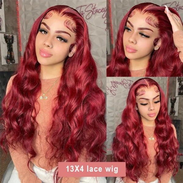 Burgundy 99J Body Wave 13x6 Hd Lace Frontal Human Hair Wig Transparent Lace Front Wigs For Women Brazilian Red Colored Remy Wig - Image 7