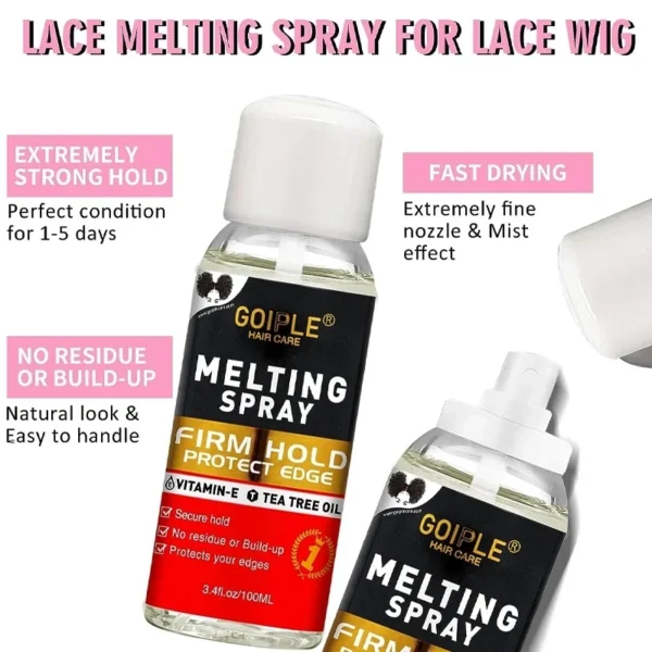 GOIPLE Melting Spray Glue for Lace Front Wig Tint Mousse Foam Waterproof Hair Extension Bond Adhesive Wax Stick Edge Control Gel - Image 3