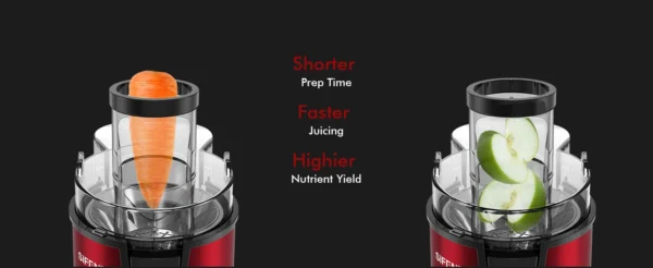 SiFENE 3" Big Mouth Centrifugal Juicer Extractor for Fruits & Vegetables, Compact Juicing Maker, Non-BPA, Easy to Clean, Red - Image 8