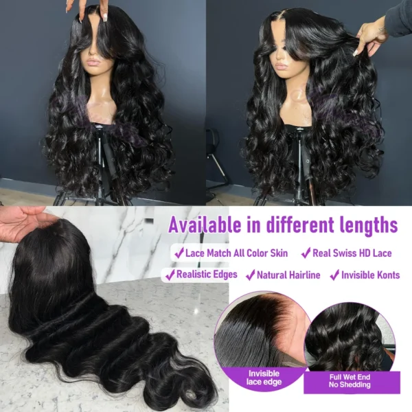 13x6 HD Transparent Body Wave Lace Frontal Human Hair Wig 30 40 Inch 13x7 Lace Front Wig 250 Density 6x6 Glueless Closure Wigs - Image 15