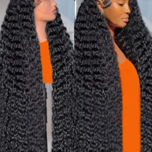 300% High Density Loose Deep Wave 40Inch 13x6 13x4 HD Lace Frontal Human Hair Wig Full Glueless Ready To Go Preplucked Curly Wig