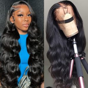 Funky Girl 13x4 Body Wave Lace Frontal Human Hair Wig for Women - Pre-Plucked, Natural Hairline, 150% Density, Elegant Style, Body Wave Curl, Natural Hairline Wig | Elegant Hairpiece | High Density Wig