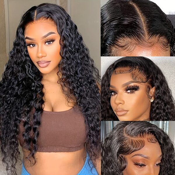 Funky Girl Elegant Water Wave Lace Front Wigs for Women, Brazilian Human Hair, Natural Hairline, 13x4 Deep Wave Frontal, 150% Density, Water Wave Wig - Image 4