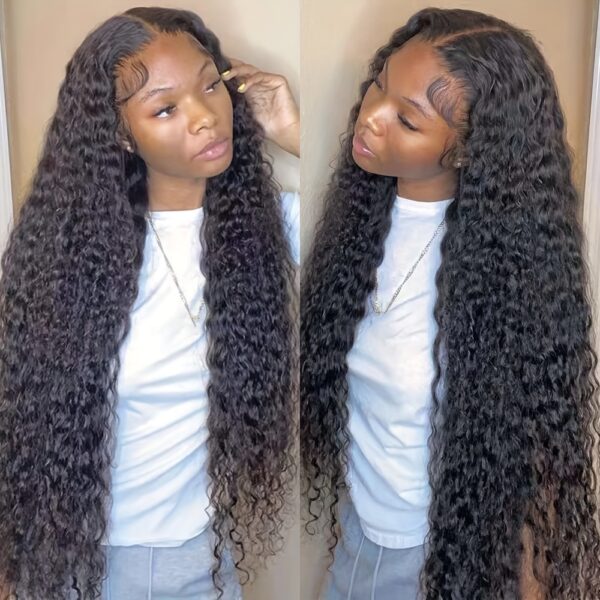 Funky Girl Elegant Water Wave Lace Front Wigs for Women, Brazilian Human Hair, Natural Hairline, 13x4 Deep Wave Frontal, 150% Density, Water Wave Wig - Image 6