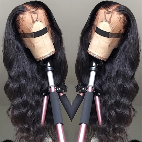 Funky Girl Brazilian Remy Human Hair Wig - Body Wave 13x6 Transparent Lace Front, Pre-Plucked with Baby Hair, 180% Density, Natural Black for Women, Elegant Style for All Ethnicities, Special Occasion Wig | Seamless Lace Front | Soft Texture Wig - Image 4