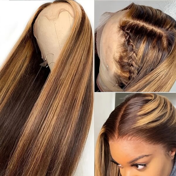 Highlight Straight 13x4 Lace Front Human Hair Wigs for Women P4/27 Highlight 13x4 Lace Frontal Human Hair Wigs 150% Density - Image 9