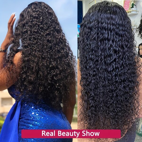 Yavida Water Wave Lace Front Wig - 13x4 HD Transparent Glueless Design, Pre-Plucked with Baby Hair, 150% Density, Natural Black for Women, Perfect for Everyday or Vacation Style - Image 6