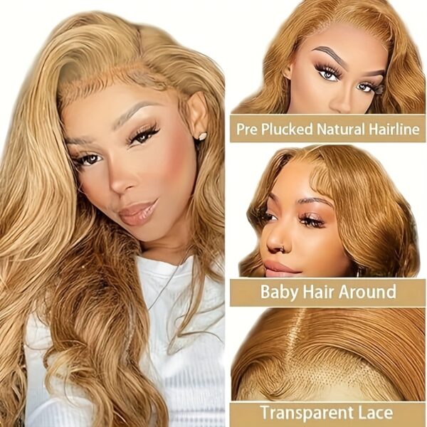 Hot Selling New Styles13x6 Ombre Honey Blonde Lace Front Wigs Human Hair, 27# Frontal Wigs Pre Plucked Bleached Knots Transparent Lace Front Wig Human Hair For Black Women Glueless Human Hair Wig - Image 2