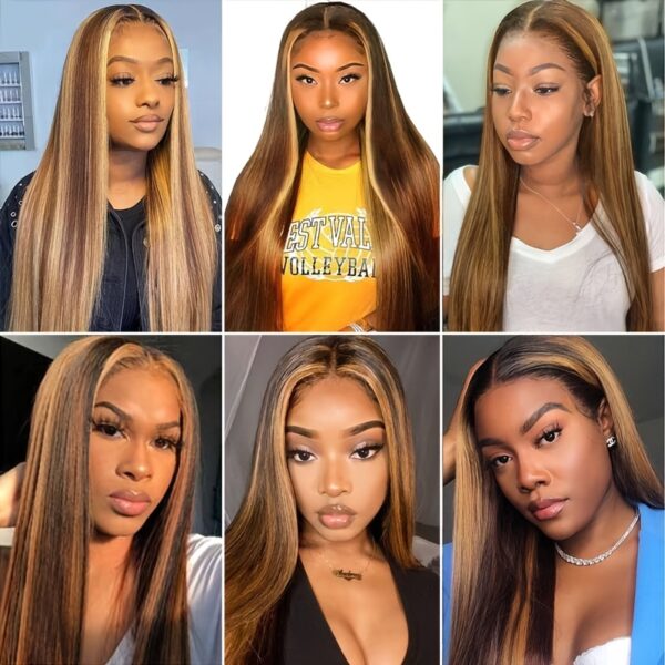 Highlight Straight 13x4 Lace Front Human Hair Wigs for Women P4/27 Highlight 13x4 Lace Frontal Human Hair Wigs 150% Density - Image 6